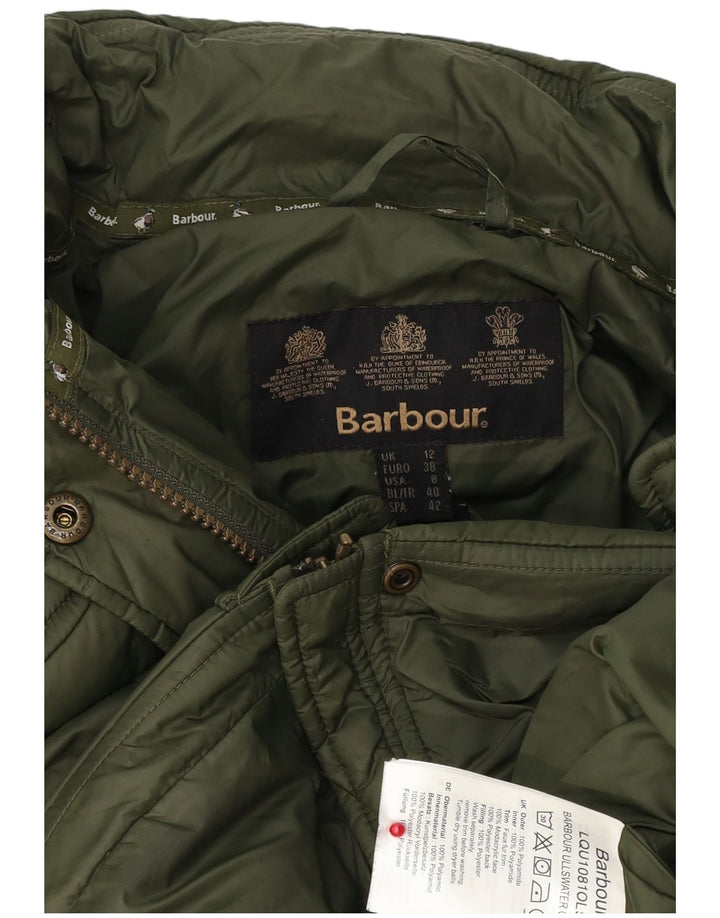 Barbour Chaqueta Acolchada Con Capucha Para Mujer UK 12 Poliéster Verde Medio