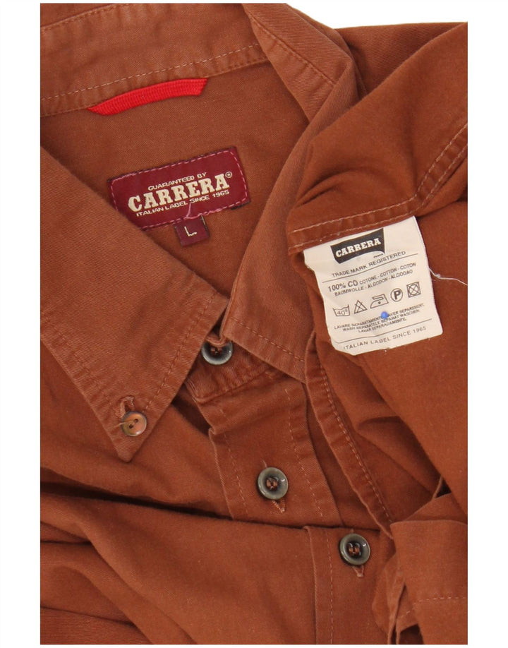 Camisa Carrera Hombre Grande Algodón Marrón