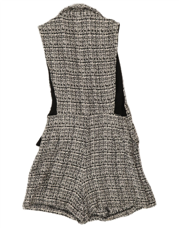 Zara Mujer Mono Corto Sin Mangas UK 6 XS Gris Cuadros Poliéster