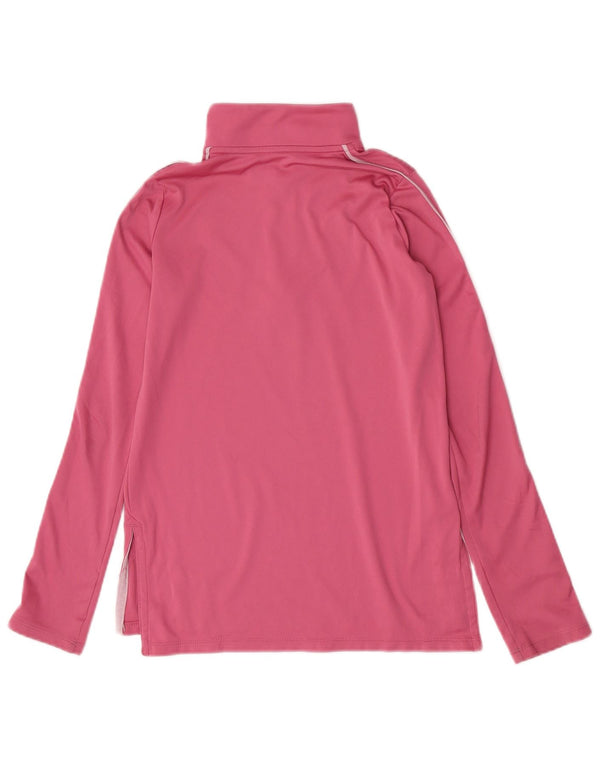 Under Armour Camiseta con cuello y cremallera para niña, manga larga, 9-10 años, color rosa medio, deportivo