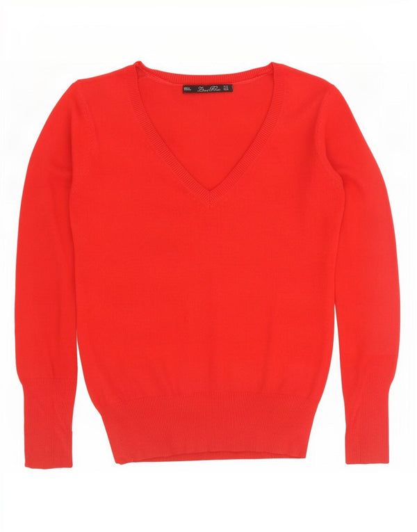 Zara Womens V-Neck Jumper Sweater UK 12 Medium Red