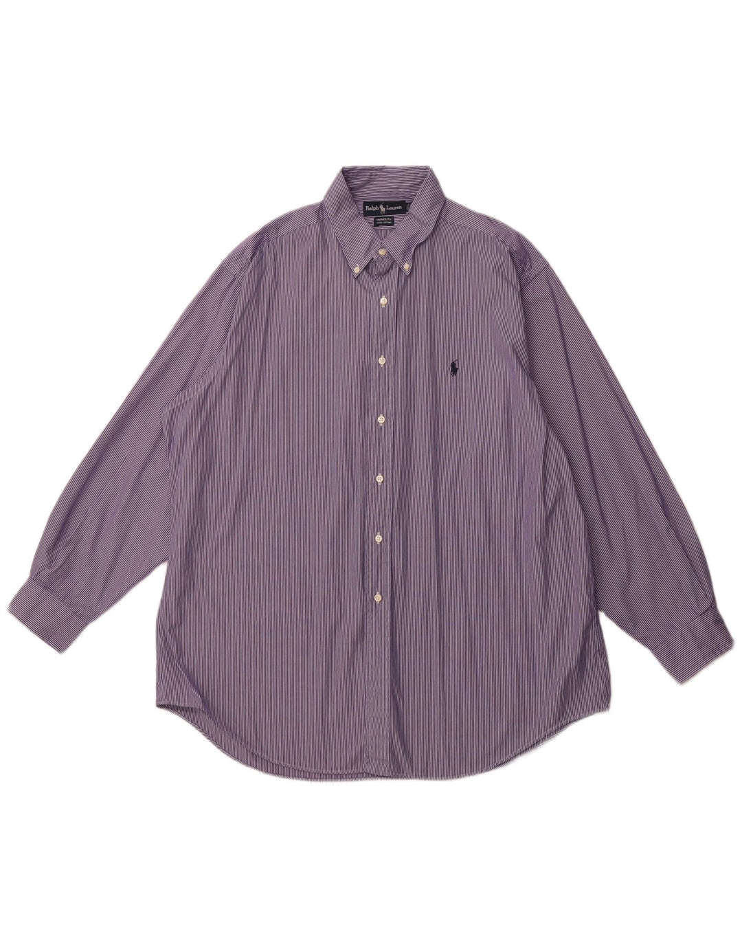 RALPH LAUREN Camisa holgada Yarmouth para hombre Talla 17 XL Rayas moradas