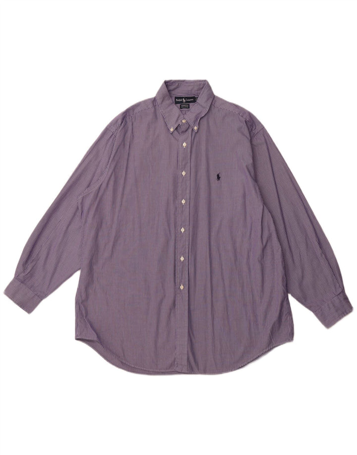 RALPH LAUREN Camisa holgada Yarmouth para hombre Talla 17 XL Rayas moradas
