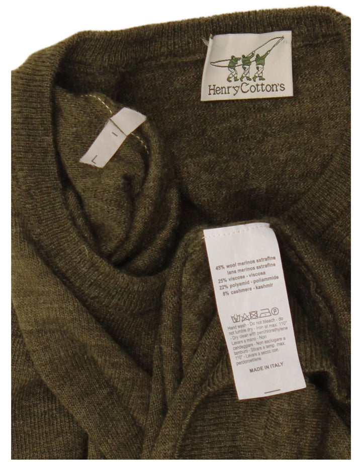 Henry Cottons Jersey de Cuello Redondo para Hombre de Lana Caqui Grande