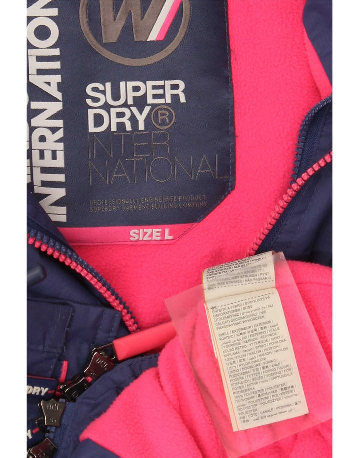 Superdry Chaqueta Cortavientos Con Capucha Para Mujer UK 46 Grande Azul Colorblock