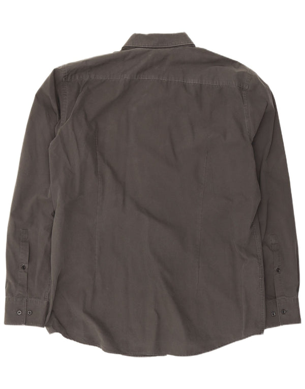 Camisa Hugo Boss Hombre Slim Fit Talla 43 17 XL Algodón Gris