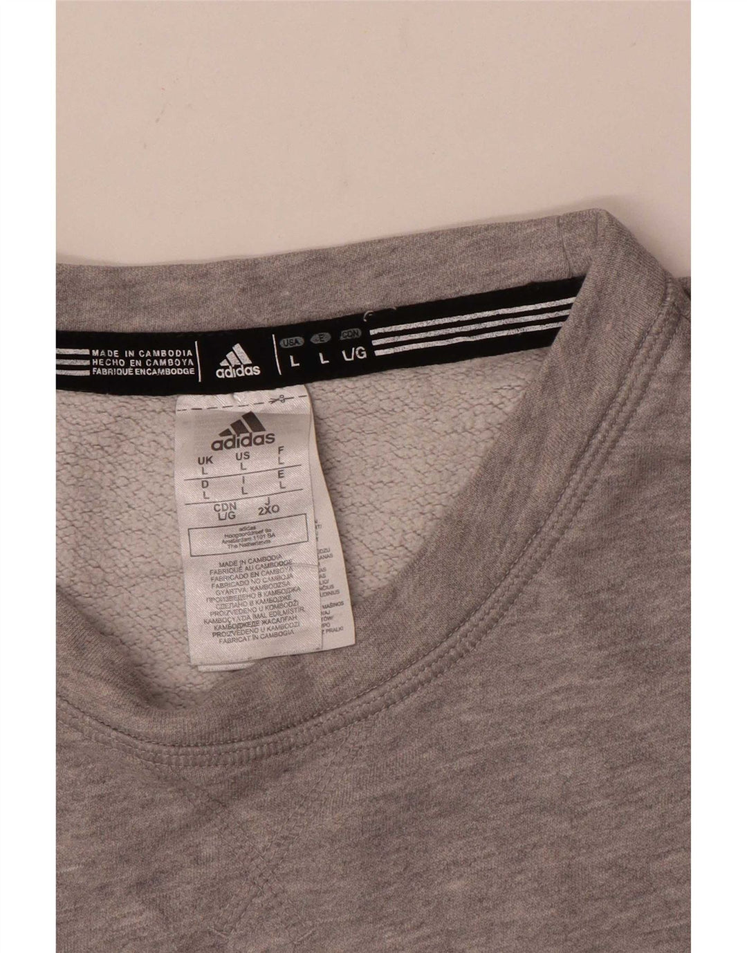 Adidas Hombre Graphic Sudadera Jumper Grande Gris Algodón