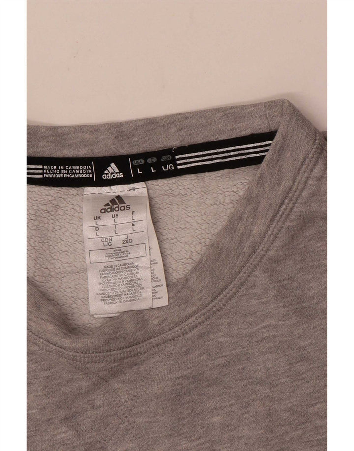 Adidas Hombre Graphic Sudadera Jumper Grande Gris Algodón