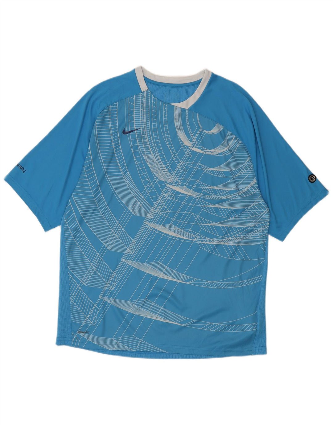 Nike Camiseta para hombre Top UK 42/44 Large Azul Geométrico Poliéster