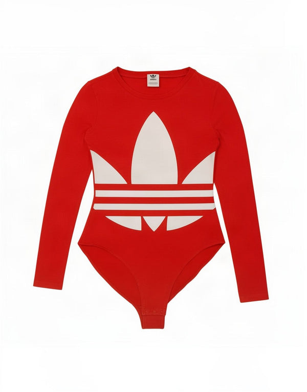 Adidas Body gráfico de manga larga para mujer UK 10 Small Red Cotton