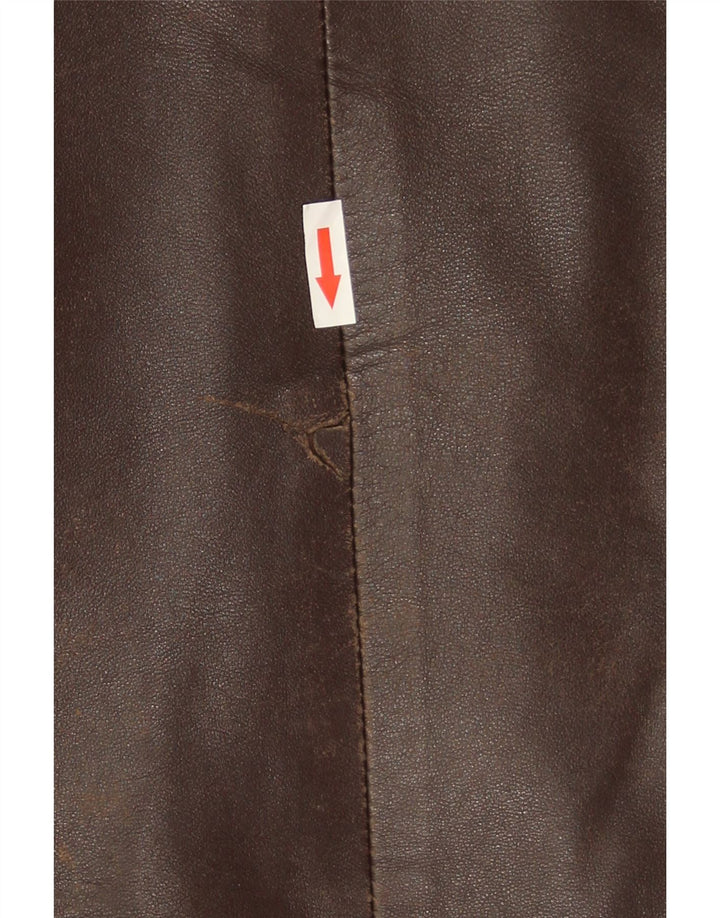 Chaqueta de cuero vintage para hombre Reino Unido 44 2XL Marrón