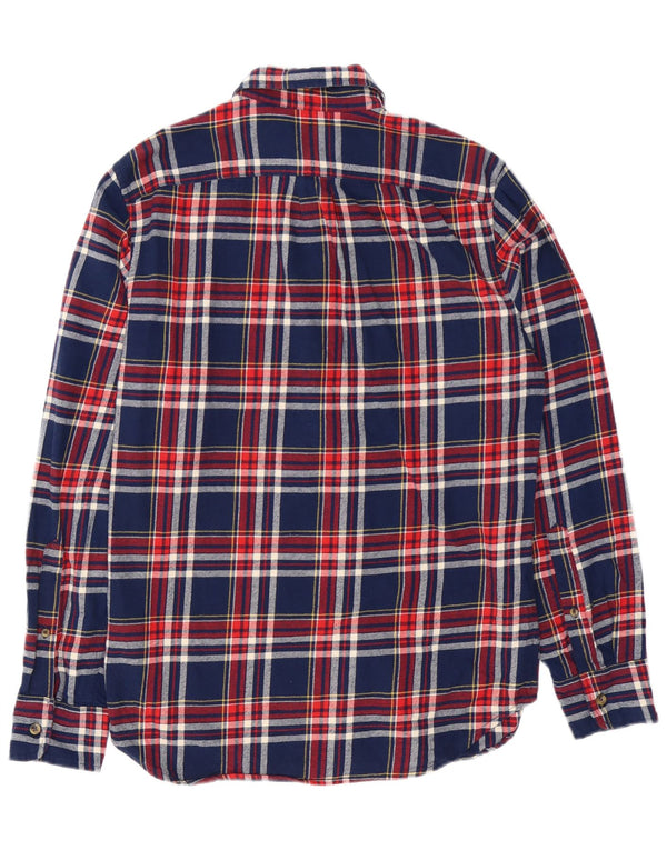 J. Crew Camisa de franela de ajuste clásico para hombre, talla pequeña, algodón a cuadros azul marino