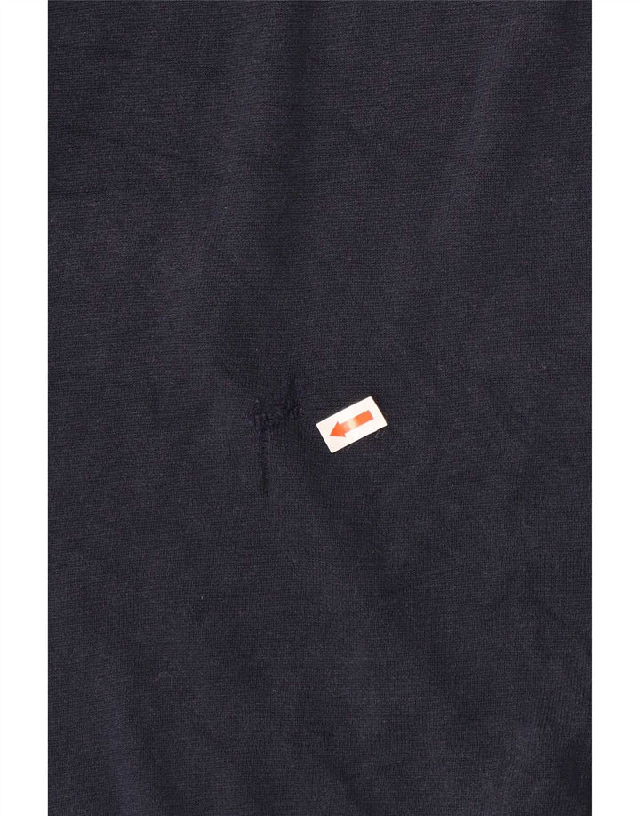 Massimo Dutti Jersey Hombre Polo Neck Jumper Large Azul Marino Algodón
