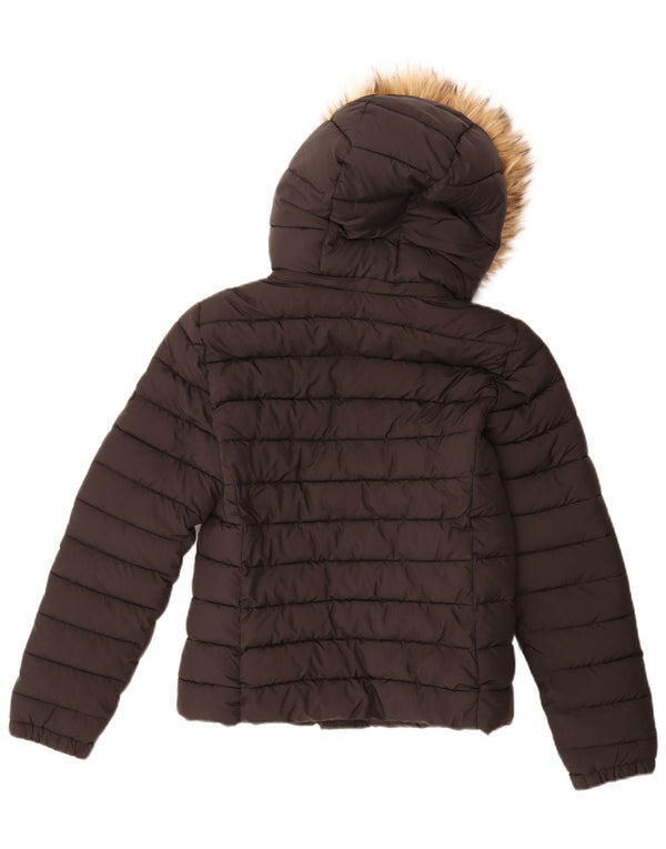 Superdry Mujer Chaqueta Acolchada Con Capucha UK 40 Small Nylon Negro