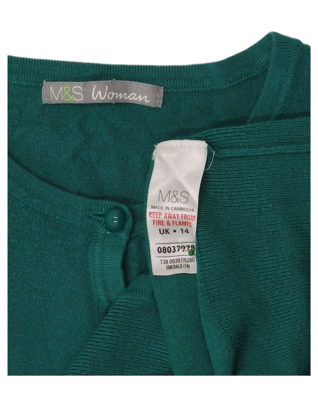 Marks & Spencer Suéter tipo cárdigan para mujer UK 44 Viscosa verde medio