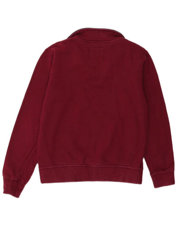 Crew Clothing - Sudadera con cuello y cremallera para hombre, talla pequeña, algodón burdeos