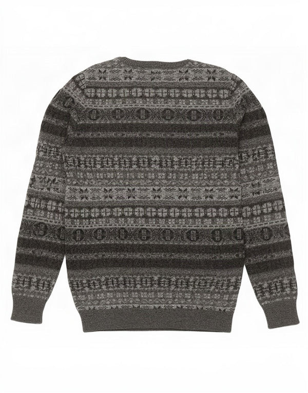 Marlboro Classics - Jersey de cuello redondo para hombre, talla 2XL, lana gris Fair Isle