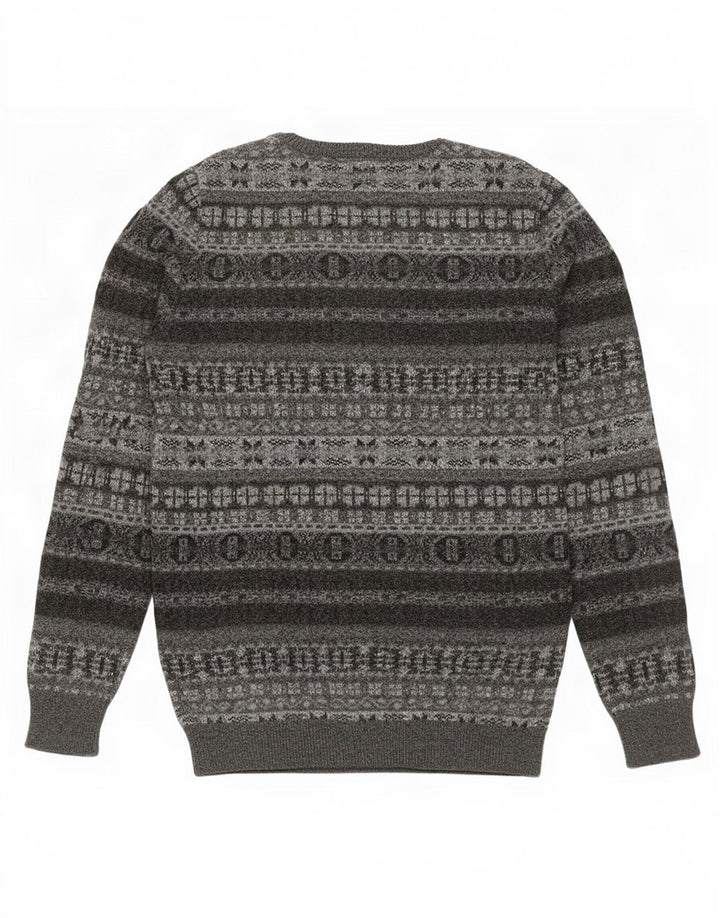 Marlboro Classics - Jersey de cuello redondo para hombre, talla 2XL, lana gris Fair Isle