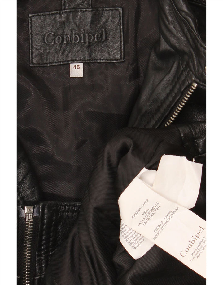 Conbipel Chaqueta Racer de cuero para mujer IT 46 Cuero negro grande