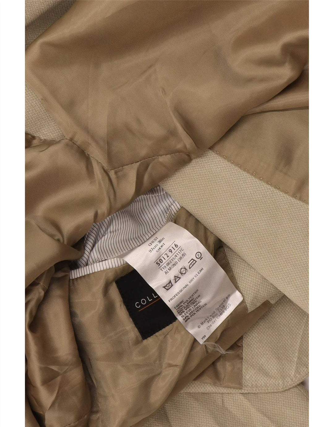 Marks & Spencer Chaqueta tipo blazer corta con 2 botones para hombre UK 38 Medium Beige