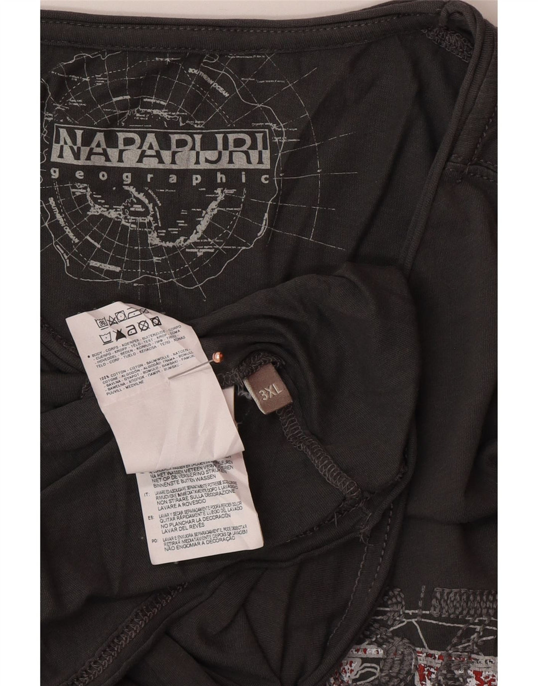 NAPAPIJRI Top con gráfico geográfico para hombre, manga larga, 3XL, algodón gris