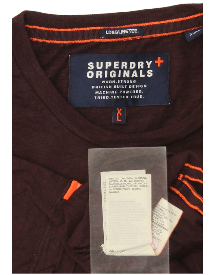 SUPERDRY Camiseta Hombre Top XL Borgoña Algodón