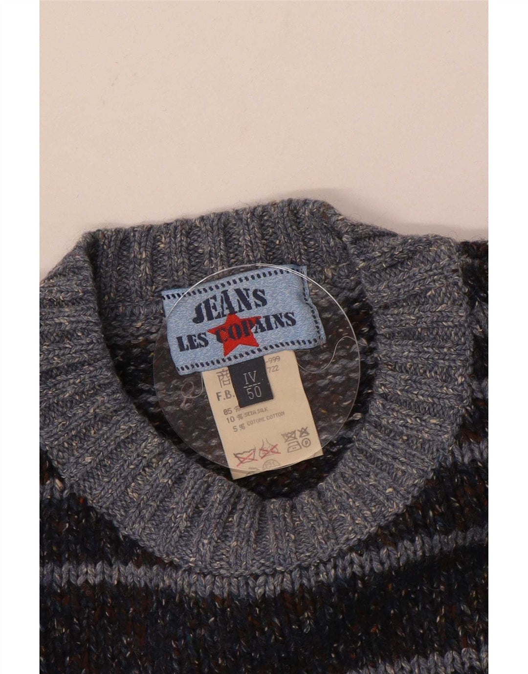 Jersey Hombre Les Copains Cuello Redondo IT 50 Lana Rayas Gris Medio