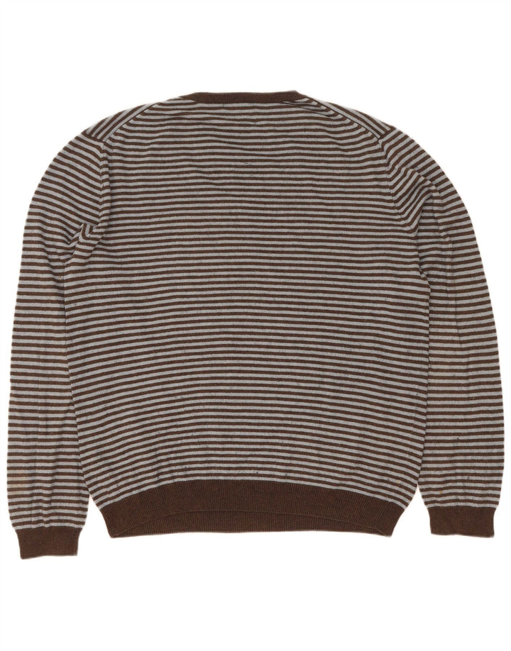 Gap Jersey con Cuello en V para Hombre Jersey Grande de algodón a Rayas marrón