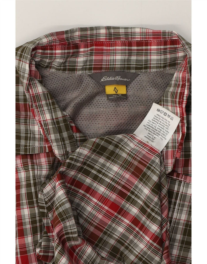 EDDIE BAUER Camisa de manga corta para hombre Poliéster a cuadros caqui medio