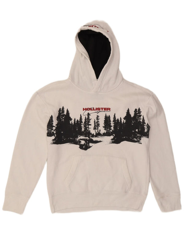 Hollister Jersey con capucha gráfica para hombre XS Algodón blanco