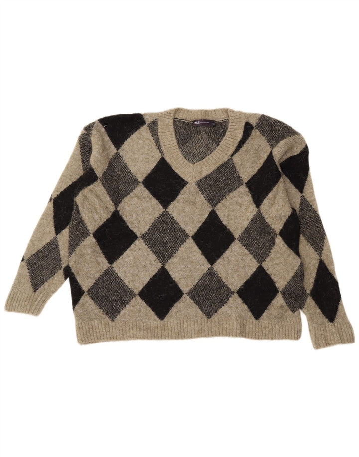 Marks & Spencer Suéter corto con cuello en V para mujer UK 44 Medium Khaki