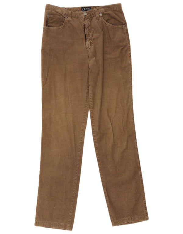 Armani Mujer Pantalones Rectos De Pana W32 L30 Algodón Beige