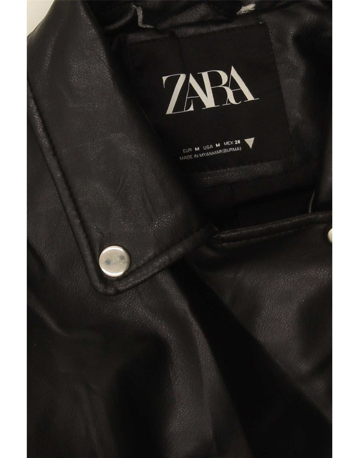 Zara - Chaqueta motera para mujer, talla 40, talla M, color negro