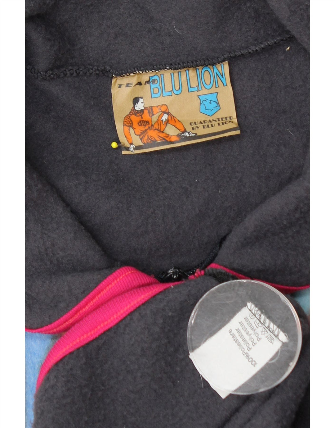 Vintage hombres polar Gilet Reino Unido 40 poliéster geométrico multicolor grande