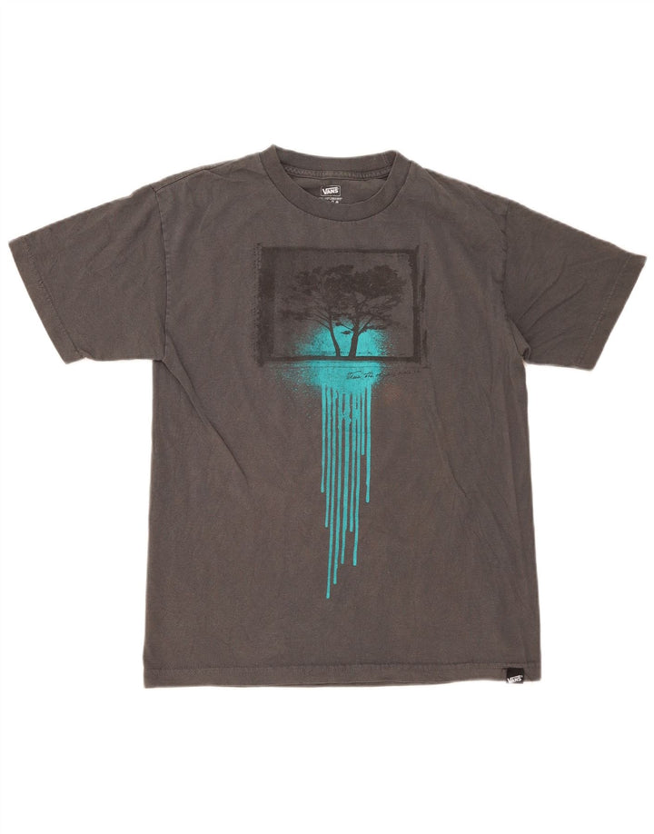 VANS Hombre Camiseta Gráfica Top Algodón Gris Medio