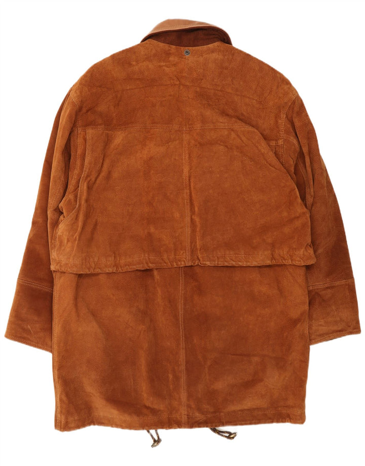 Vintage hombre gamuza abrigo IT 48 cuero marrón medio