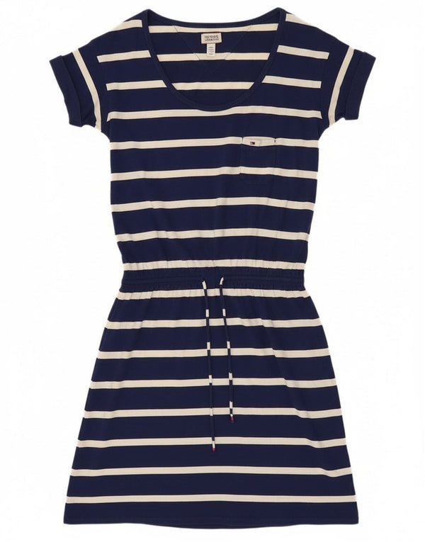 Tommy Hilfiger Vestido tipo camiseta para mujer UK 10 Small Algodón a rayas azul marino