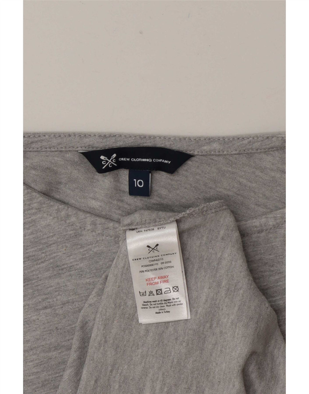 Crew Clothing Camiseta para mujer manga 3/4 UK 10 Small Grey Poliéster