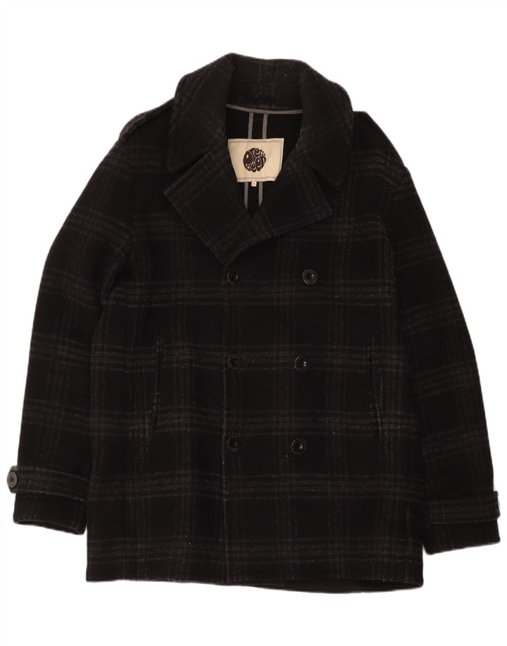 Pretty Green Chaquetón para hombre UK 40 Large Black Check Wool