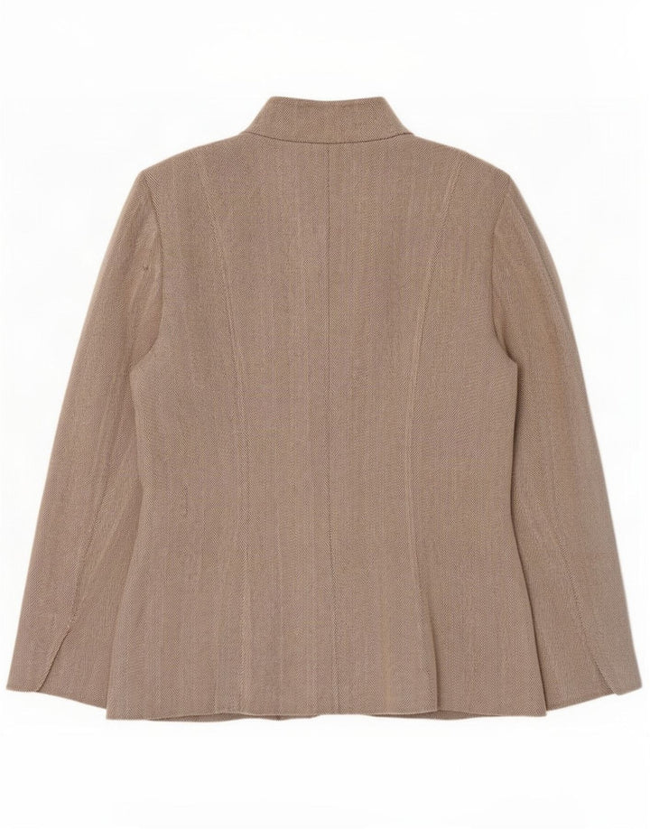 Calvin Klein Chaqueta Blazer de 5 Botones para Mujer US 14 XL Beige Espiga Rayón