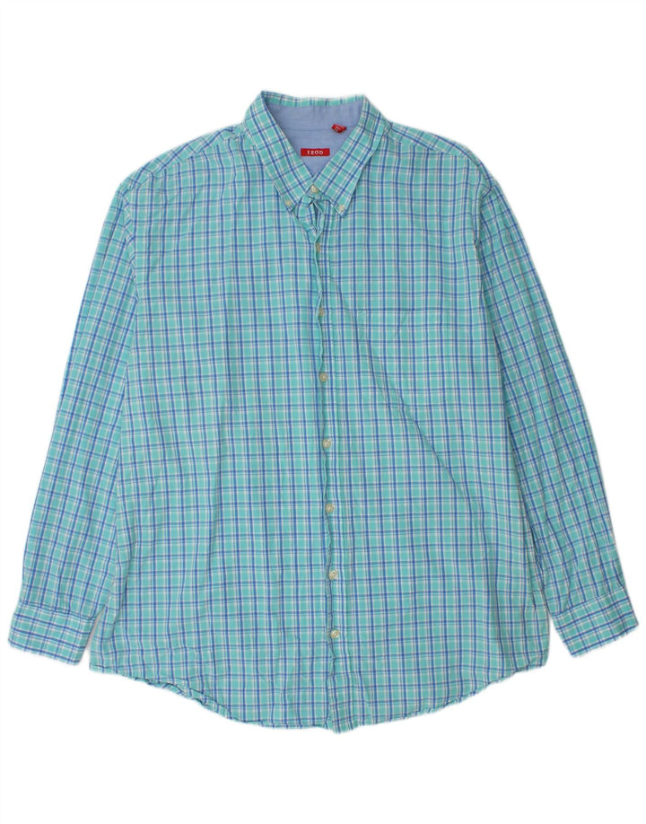 IZOD Camisa alta para hombre 2XL Algodón a cuadros azules