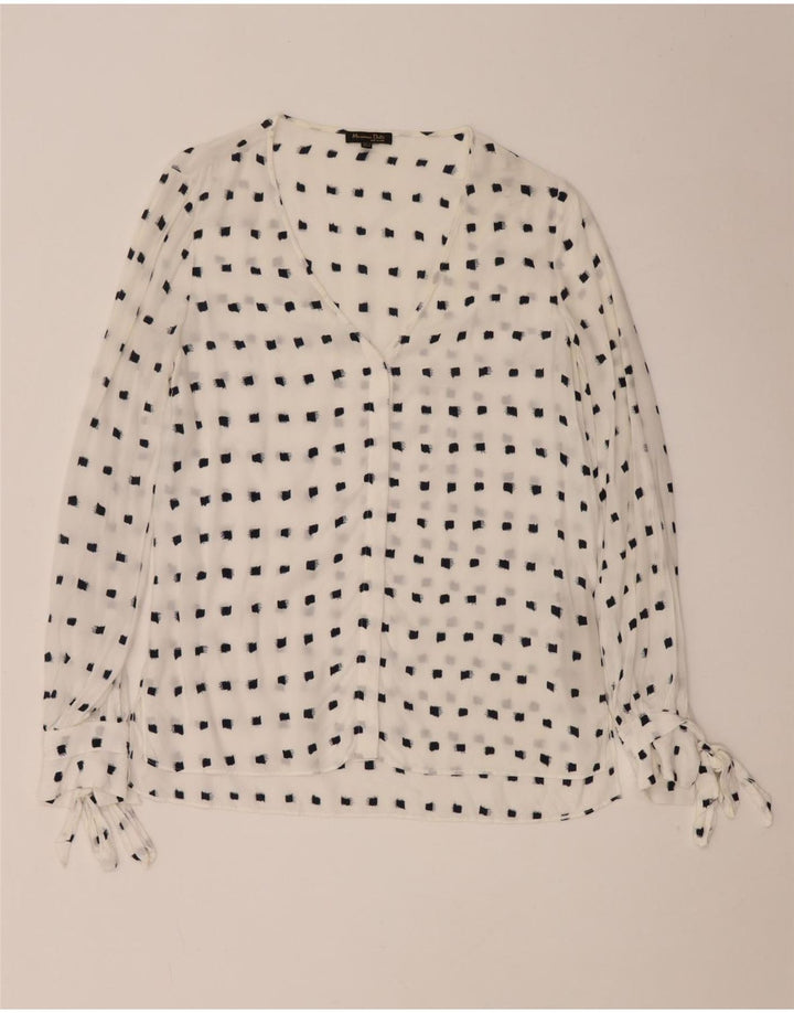 Massimo Dutti Blusa Manga Larga Mujer Top EU 36 XS Blanco Moteado
