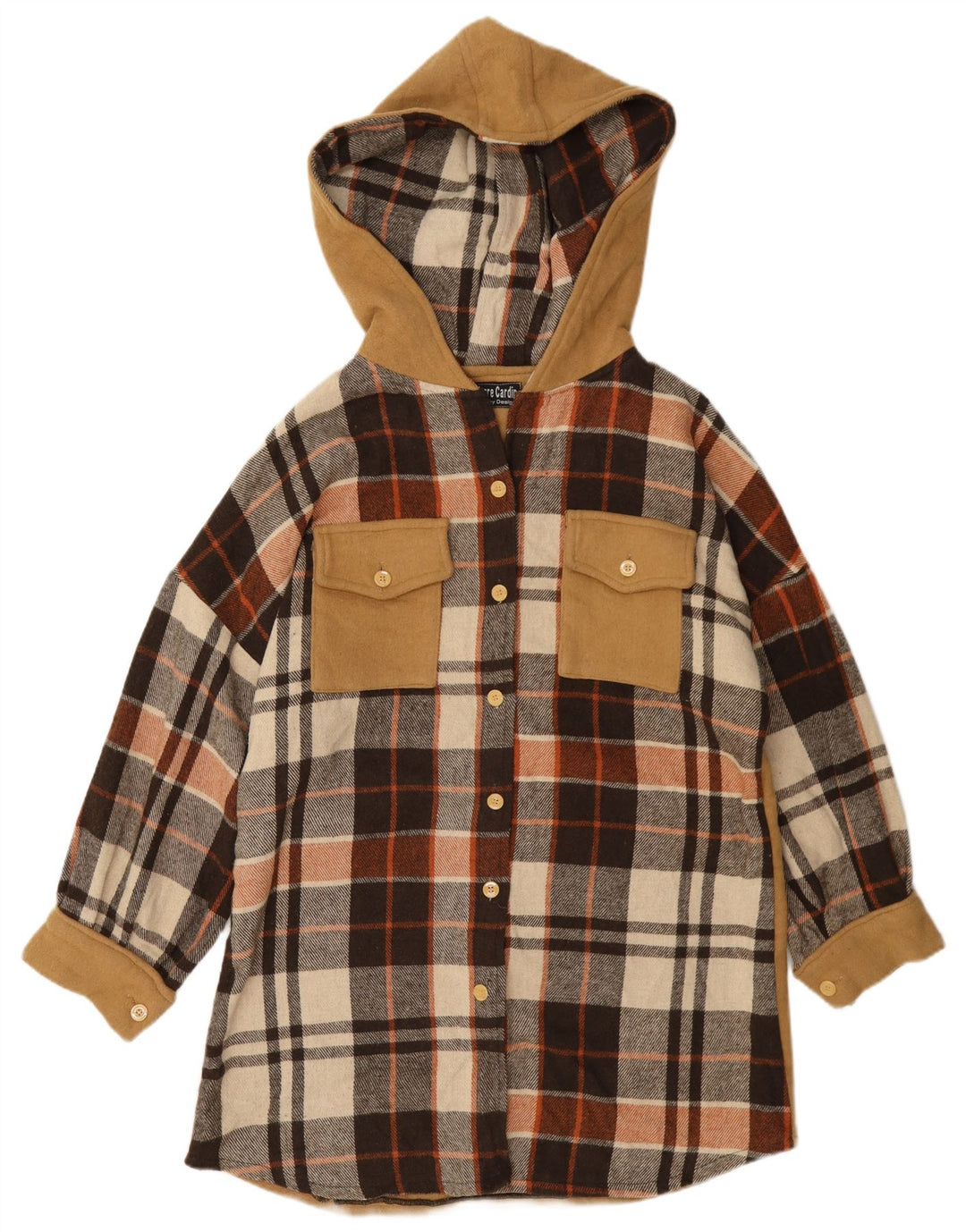 Pierre Cardin Camisa de franela para mujer UK 44 Medium Brown Gingham