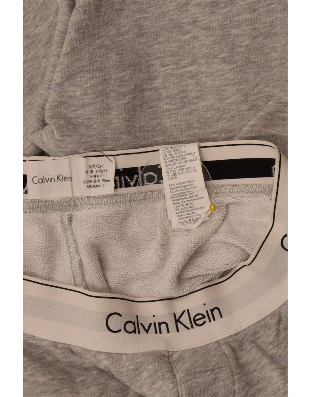 Calvin Klein Pantalones cortos deportivos gráficos para hombre de algodón gris pequeño
