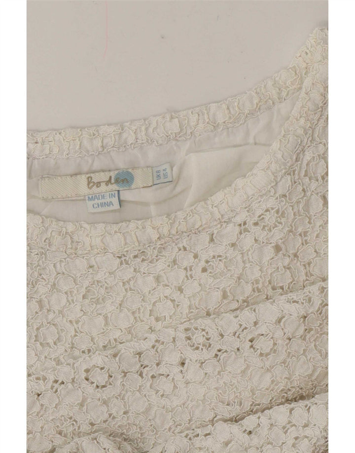 Boden Blusa Corta De Encaje para Mujer UK 8 Small Blanco
