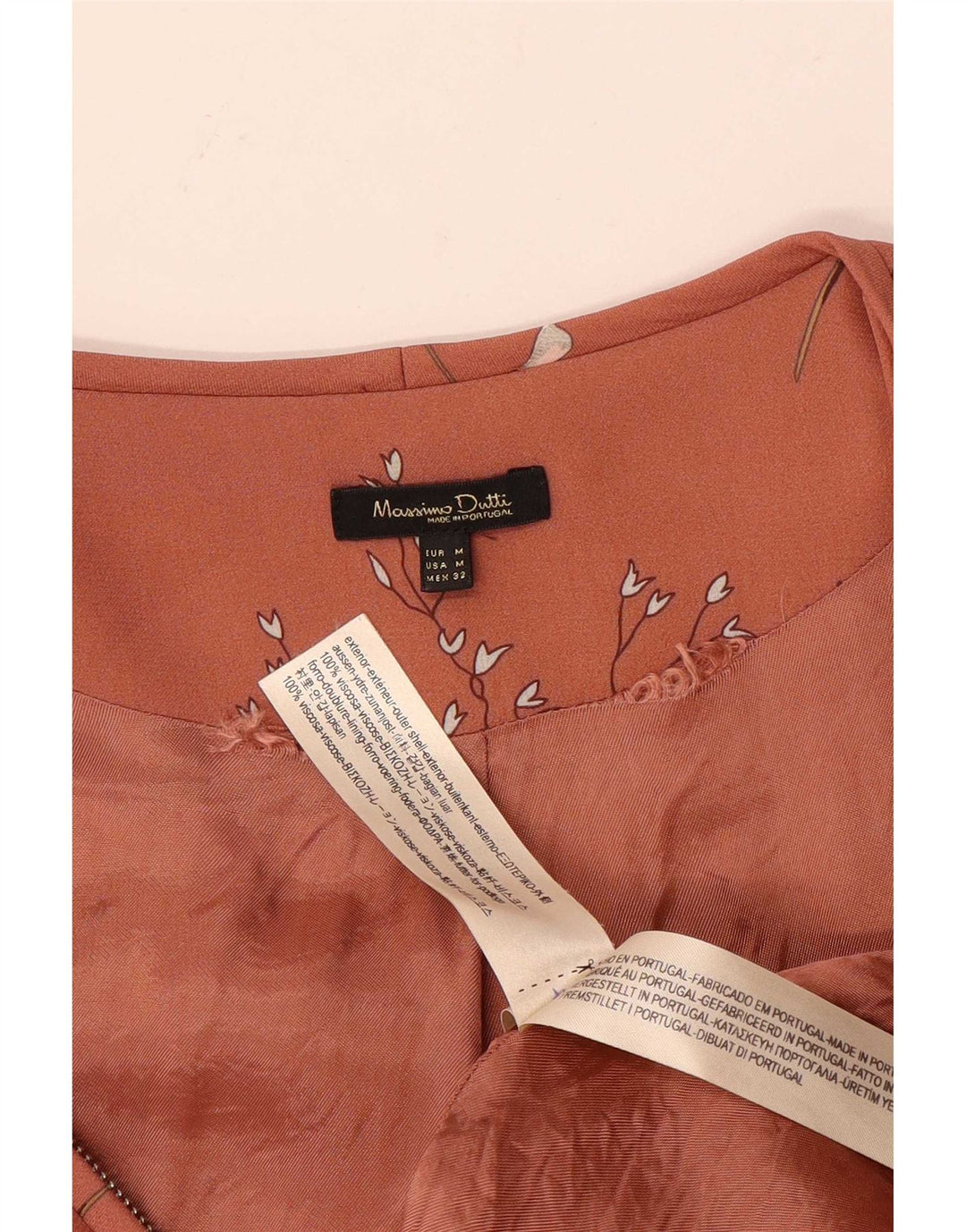 Massimo Dutti Chaqueta Bomber Mujer UK 42 Viscosa Floral Rosa Mediana