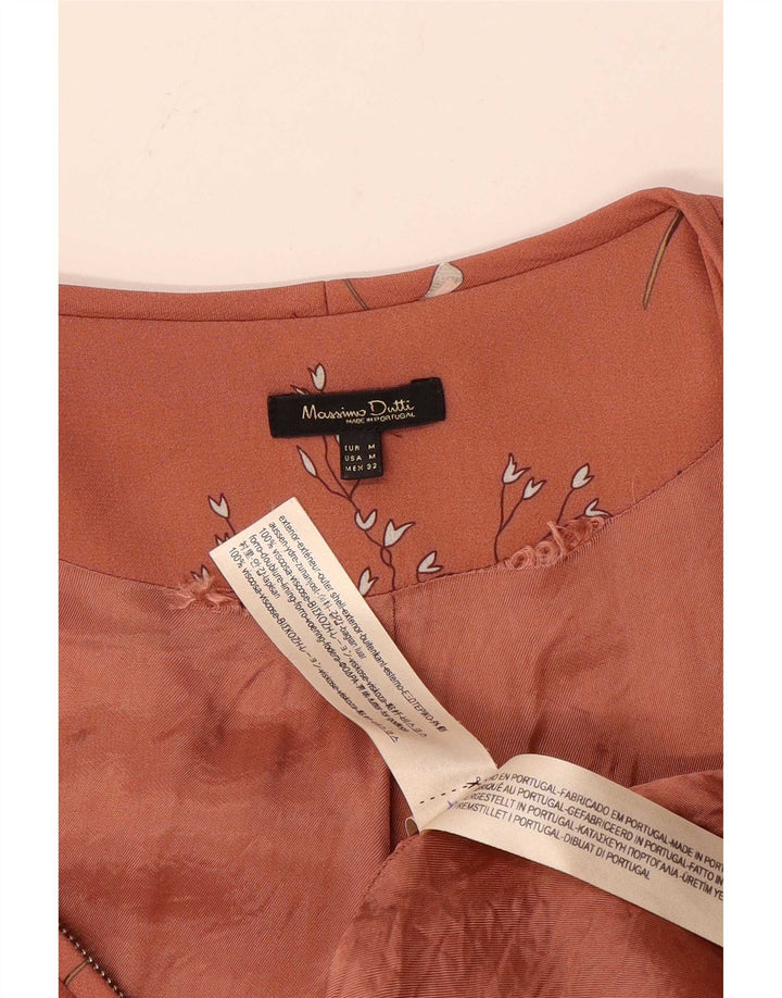 Massimo Dutti Chaqueta Bomber Mujer UK 42 Viscosa Floral Rosa Mediana