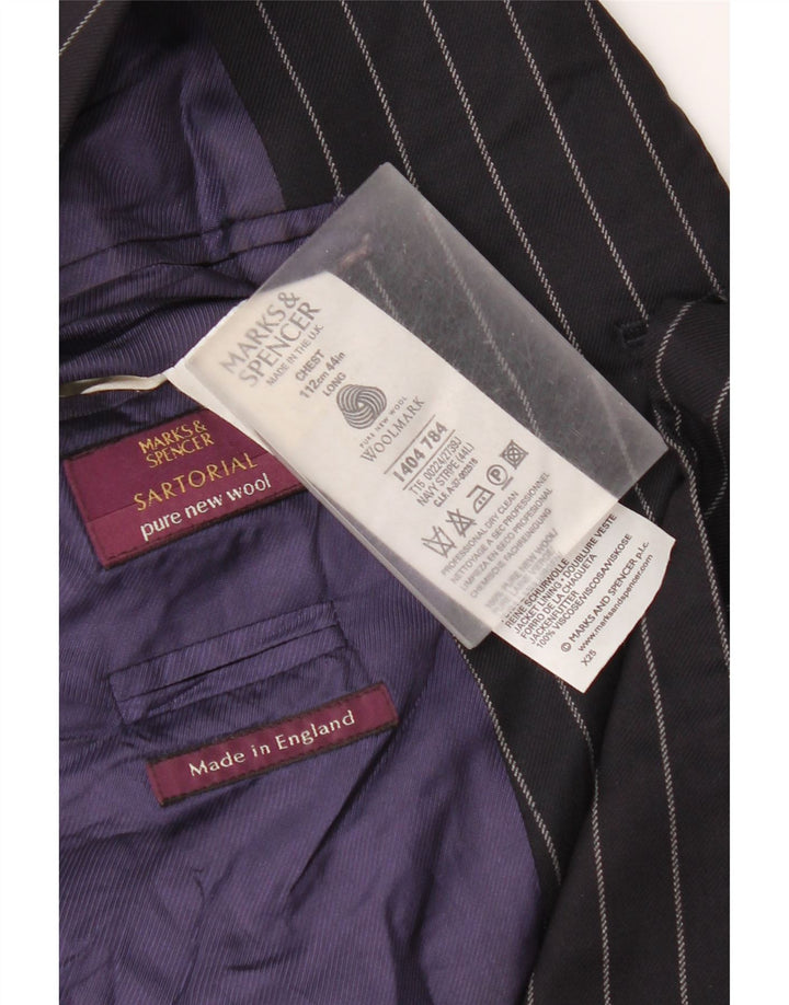 Marks & Spencer Chaqueta tipo blazer de 3 botones para hombre UK 44 2XL Azul marino a rayas