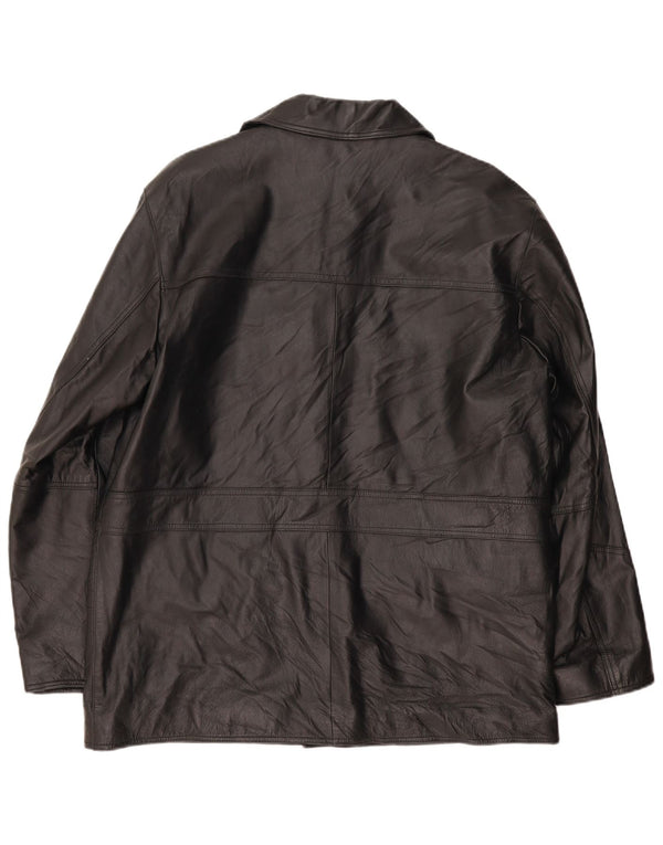 VALENT Chaqueta de cuero para hombre ES 44 2XL Cuero negro