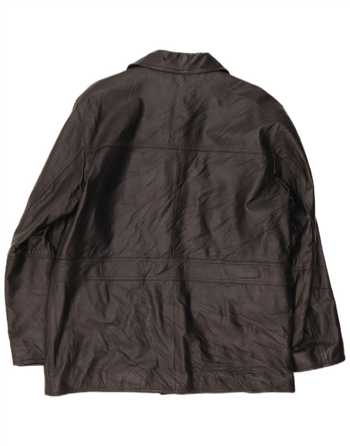 VALENT Chaqueta de cuero para hombre ES 44 2XL Cuero negro